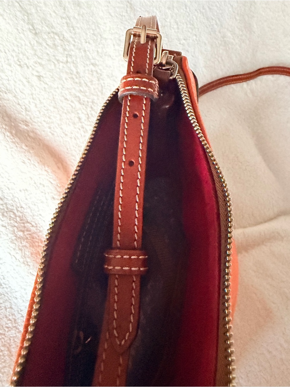 Dooney & Bourke Orange Pebbled Leather Convertible Shoulder/Crossbody Bag - Picture 15 of 16